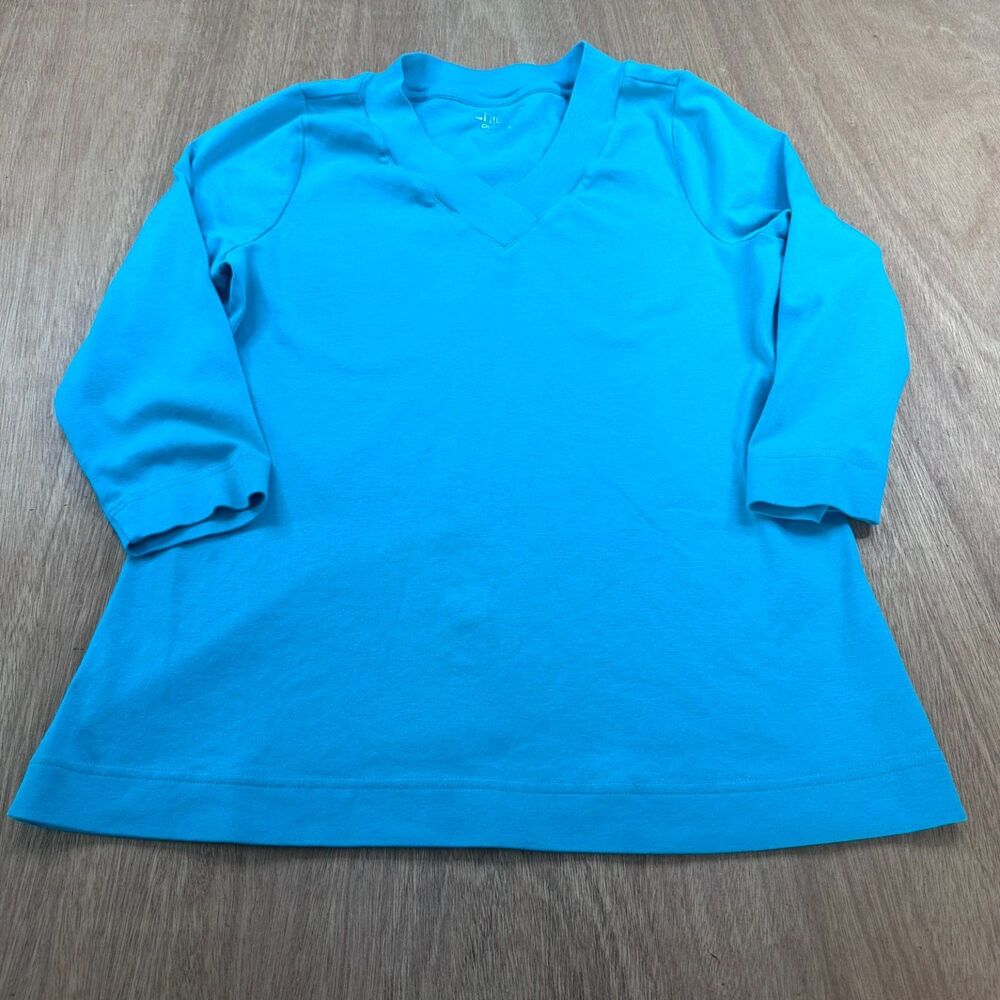 Croft & Barrow Pima Cotton Teal 3/4 Sleeve Top Women’s Large Basic Casual